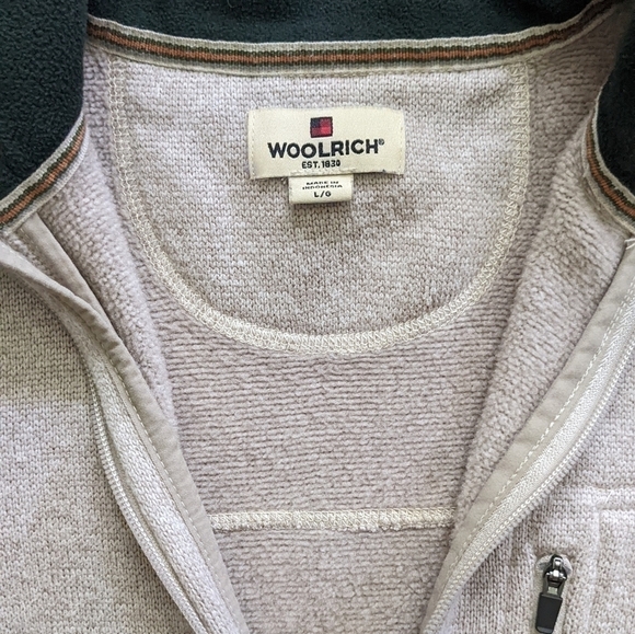 Woolrich Pullover Jacket Men’s Large Quarter Zip Oatmeal Lightweight - Picture 2 of 3